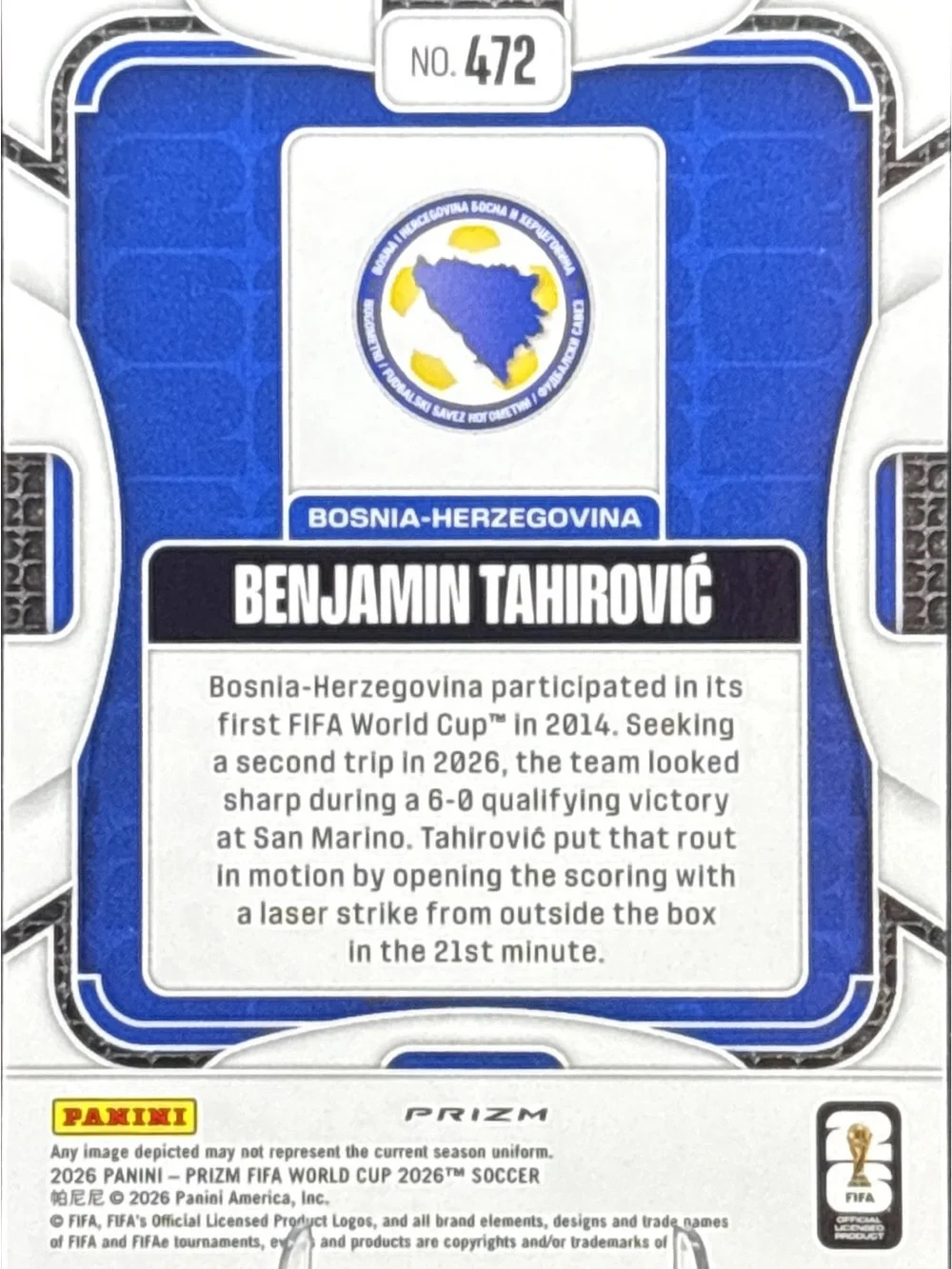 Panini Prizm Benjamin Tahirović Soccer Card - Silver Prizm